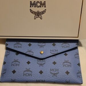 MCM Sky Blue Monogram Clutch